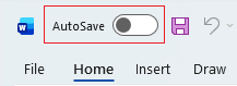 Autosave toggle in Word